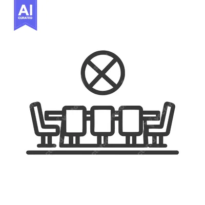 Aset premium populer: No Meeting Icon: Conference Table with Prohibition Symbol, Dark Gray O