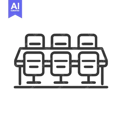 Aset premium populer: Minimalist Line Art: Conference Table with Three Chairs, Meeting Room