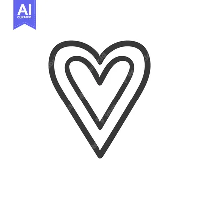 A simple grayscale outline of a double layered heart symbol
