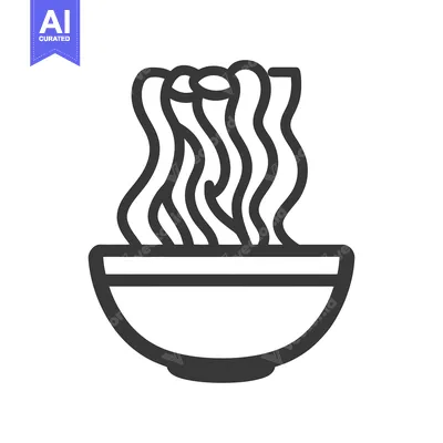 A simple graphic illustration of a bowl of noodles