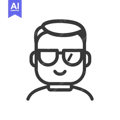 Aset desain premium: A Simple Minimalist Line Illustration Depicting a Person Wearing Glass