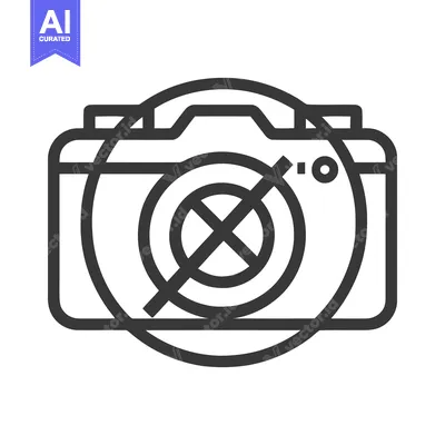 Aset desain premium: No Photography Symbol: Camera Icon with Prohibition Sign, Modern Line