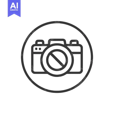 Aset desain premium: No Photography Symbol: Camera with Prohibition Sign in Circle, Black a