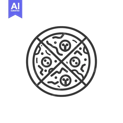 Aset premium populer: No Pizza Allowed Icon in Black and White