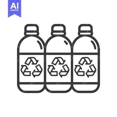 Popular premium asset: Three transparent bottles with recycling symbols are displayed togethe