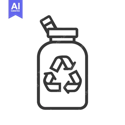 Premium design asset: A reusable water bottle with the universal recycling symbol on it