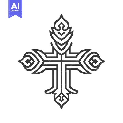 Aset premium populer: An ornamental cross with intricate detail and symmetrical design