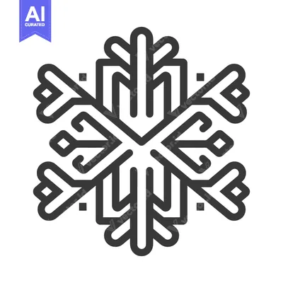 Aset premium populer: Geometric linear illustration of a symmetrical stylized snowflake desi
