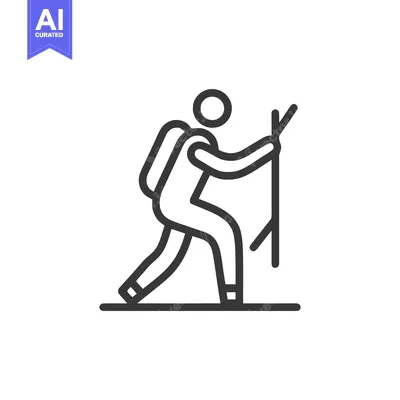 Popular premium asset: Minimalist Hiker Icon: Backpack, Trekking Poles, Adventure Symbol