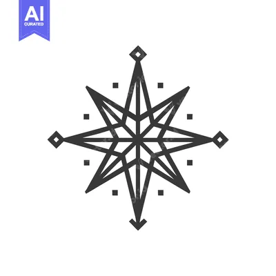 Popular premium asset: Minimalist Compass Rose Icon with Geometric Details on White Backgroun