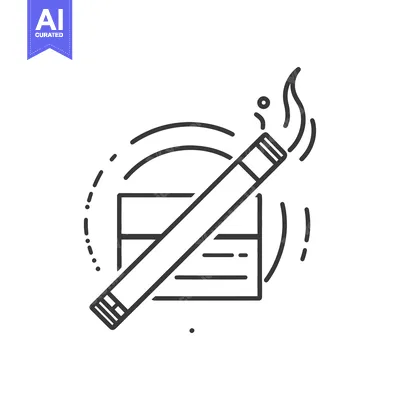 Aset desain premium: A graphical representation showing a smoking cigar with a box