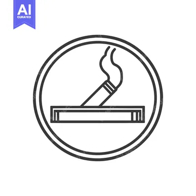 Aset premium populer: A circular sign depicts a cigarette with smoke and ashtray
