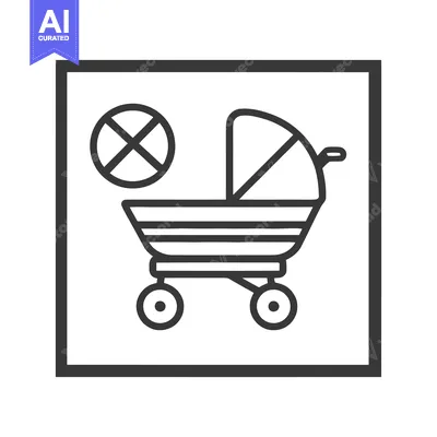 Aset desain premium: No Strollers Allowed: Graphic Symbol in Black and White Square Frame