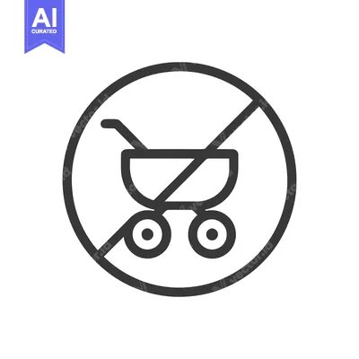 Aset premium populer: No Stroller Sign: Simple Black and White Prohibition Icon