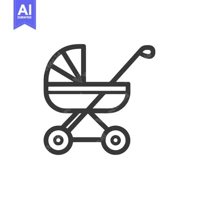 Aset premium populer: Minimalist Baby Stroller Icon: Clean Line Art Illustration
