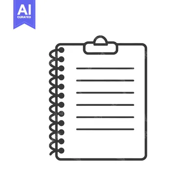 Aset premium populer: A black and white drawing of a notepad and clipboard