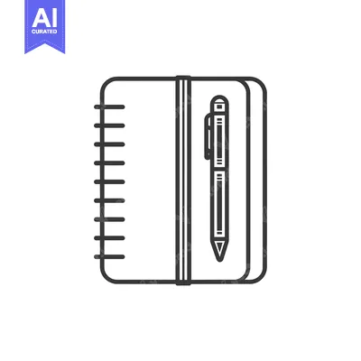 Aset desain premium: Notebook with Pen Icon Illustration