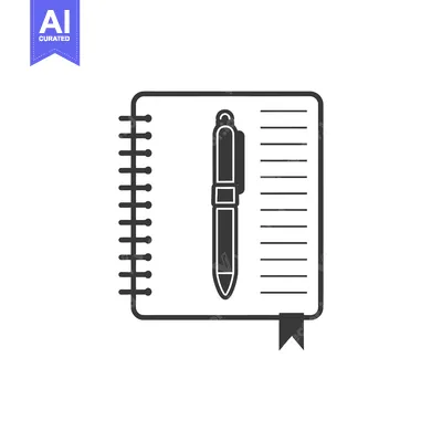 Aset desain premium: Notebook with Spiral Binding and Pen on Top