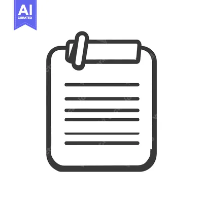 A simple black and white illustration of a clipboard with lines