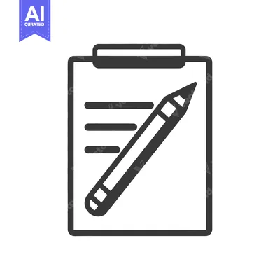 Premium design asset: A Simple Black and White Image Of A Clipboard And Pencil