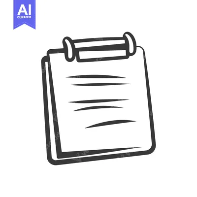 Aset desain premium: A simple illustrated drawing of a clipboard with attached paper