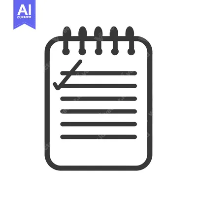 Aset desain premium: A simple vector illustration of a lined notepad with a check mark