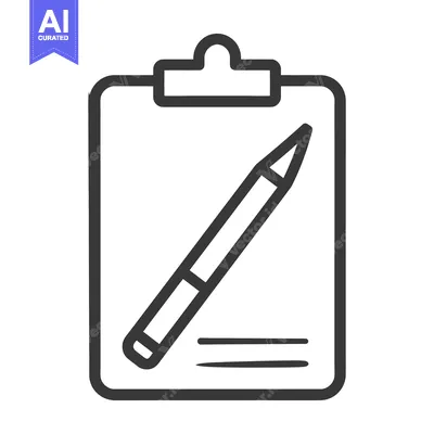 Aset premium populer: A black and white image showing a clipboard with pen