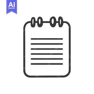 Aset desain premium: Simple black and white illustration of a spiral bound notepad
