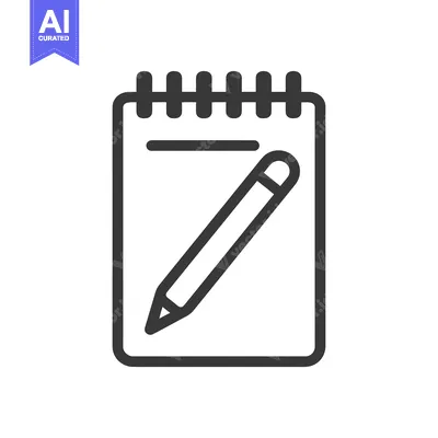 Aset desain premium: A notebook with a pencil representing writing and creation