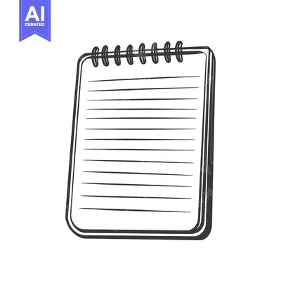 Aset premium populer: A sketched black and white notepad with spiral binding lines