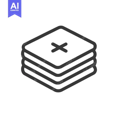 Aset desain premium: Stacked Square Icon with Cross, Minimalist Design, Outline Style