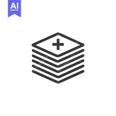 Aset premium populer: Stacked Hexagon Icon with Plus Sign, Minimalist Design