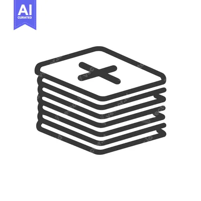 Premium design asset: Stacked Documents with Cross Mark: Minimalist Black and White Icon