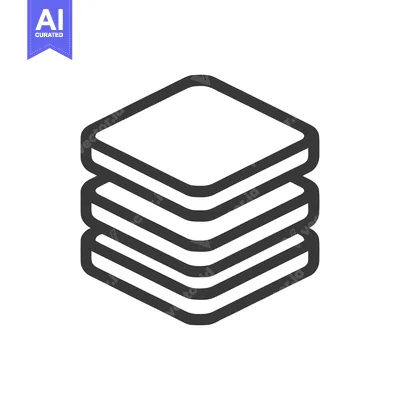 Aset desain premium: Stacked Layers Icon: Isometric View of Three Rounded Squares