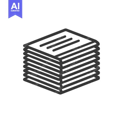 Stack of Papers Icon: Organized Documents in Minimalist Black and Whit