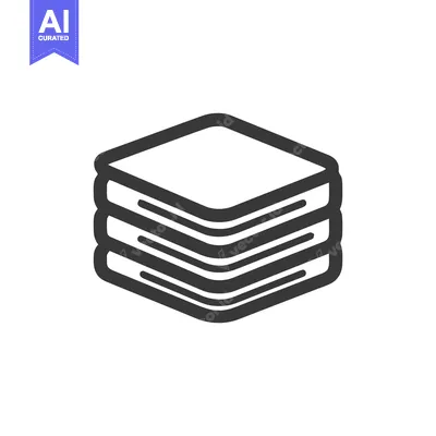 Aset premium populer: Stacked Data Icon: Three Layers with Rounded Edges and Bold Outline