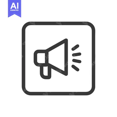 Aset desain premium: Bold Megaphone Icon in Rounded Square Frame, Communication Symbol