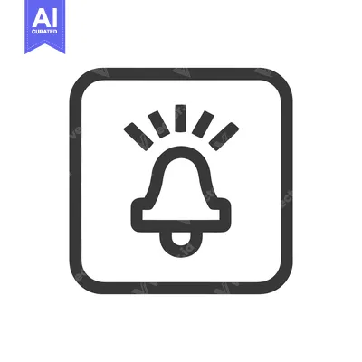 Aset desain premium: Alert Bell Icon in Rounded Square Frame, Bold Outline Design