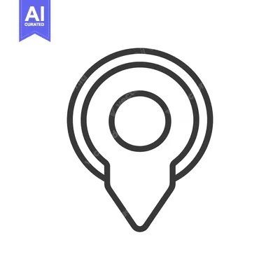 Aset desain premium: A black and white icon representing a location marker