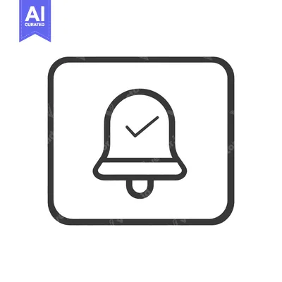 Aset desain premium: A simple icon showing a bell with a checked confirmation mark