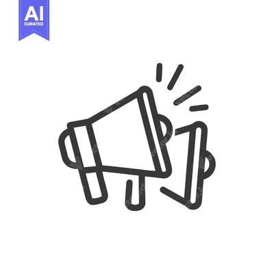 Aset desain premium: Bold Outline Icon: Two Megaphones Amplifying Message, White Background