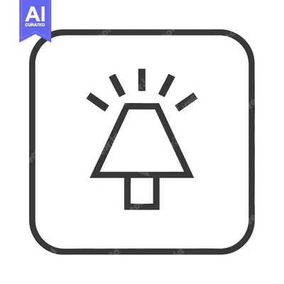 Aset premium populer: Minimalist Lamp Icon with Radiating Light in Rounded Square Frame