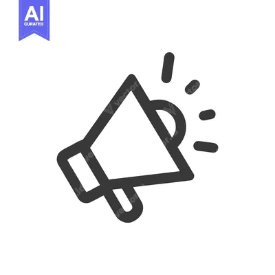 Aset desain premium: Bold Outline of a Megaphone with Sound Waves on White Background