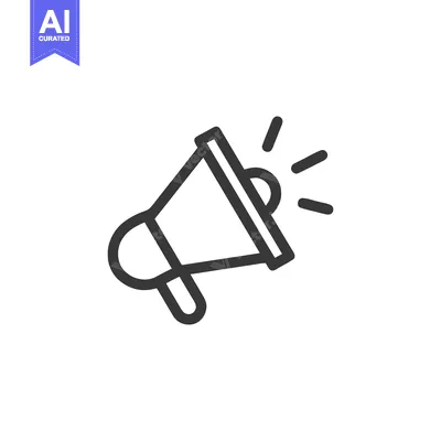 Premium design asset: Bold Outline Megaphone Icon Announcing News on White Background