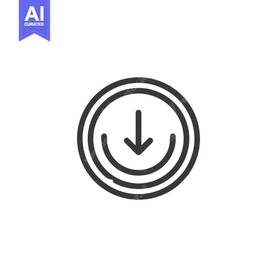 Download Icon: Circular Arrow Pointing Downward with Concentric Rings,