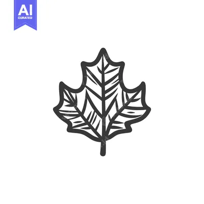 Aset premium populer: Simple black and white illustration of a singular plant leaf