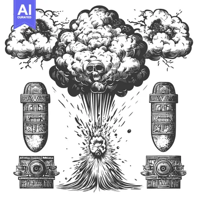 Aset premium populer: Nuclear Explosion with Skull and Three Exploding Bombs