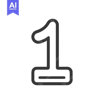 Aset desain premium: Bold Number One Icon: Modern, Rounded Design on White Background