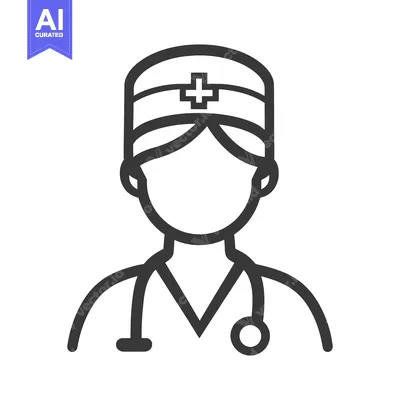 Aset desain premium: An illustrated depiction of a healthcare professional wearing a hat
