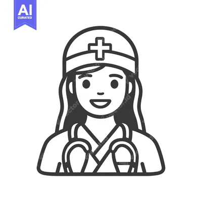 Premium design asset: A smiling cartoon illustration of a female medical healthcare worker